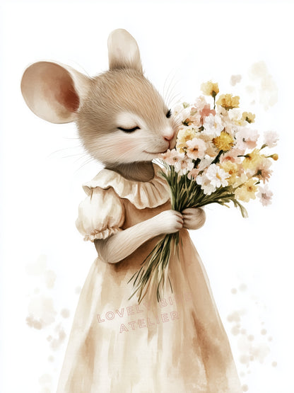 Affiche Souris & Fleurs