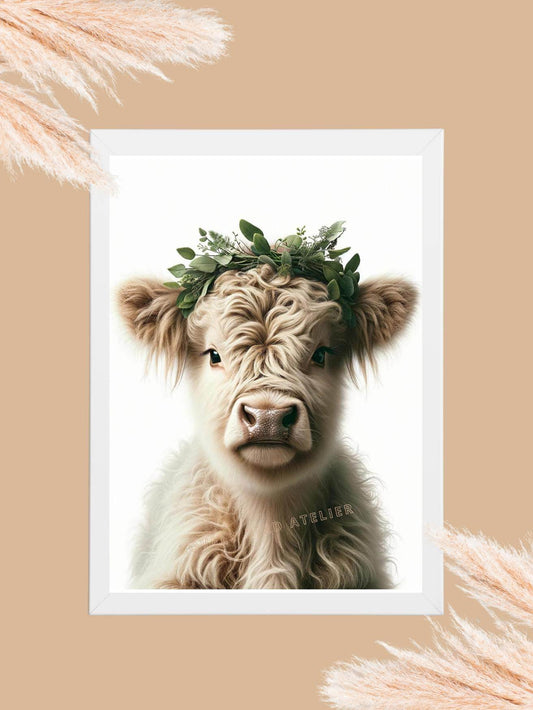 Affiche  Vache & Couronne Végétale