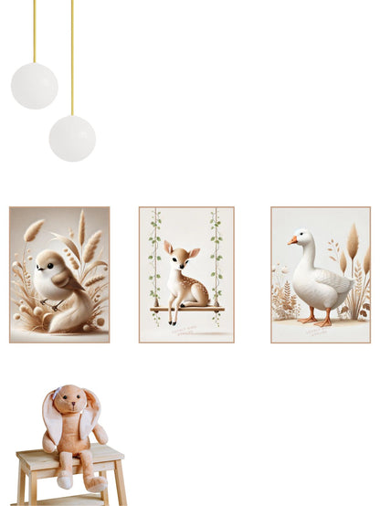 Affiche Oiseau Beige