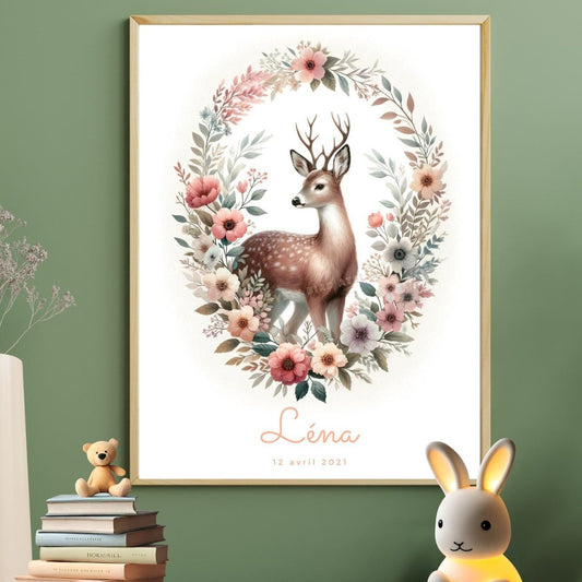 Tableau Biche  & Flore