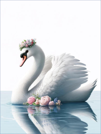 Tableau Cygne & Fleurs