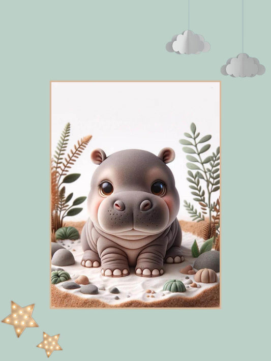 Affiche Bébé Hippo Mignon