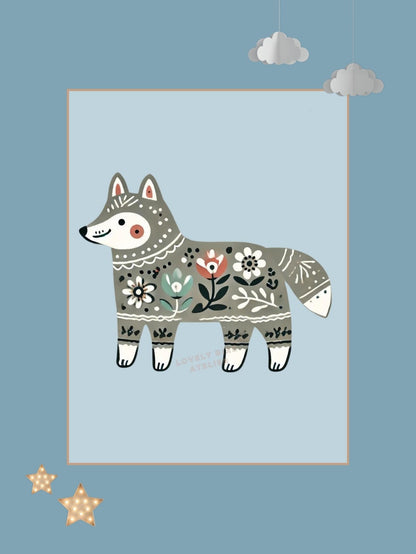 Affiche Petit Loup & Motifs