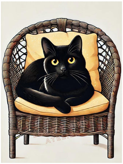 Affiche Chat & Fauteuil Osier