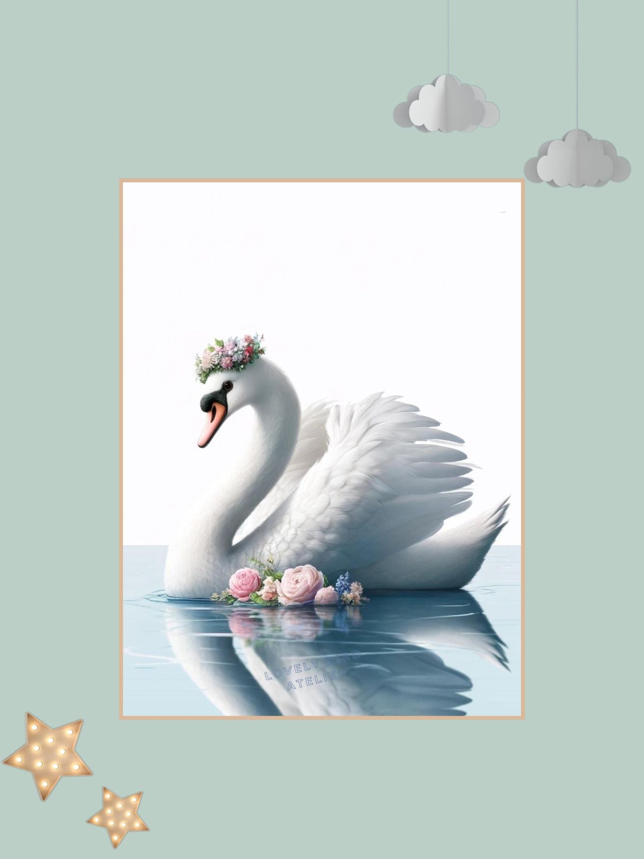 Tableau Cygne & Fleurs