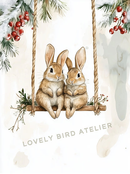 Affiche Lapins & Balançoire de Noël