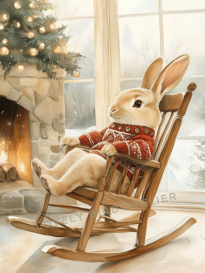 Affiche Lapin & Pull de Noël