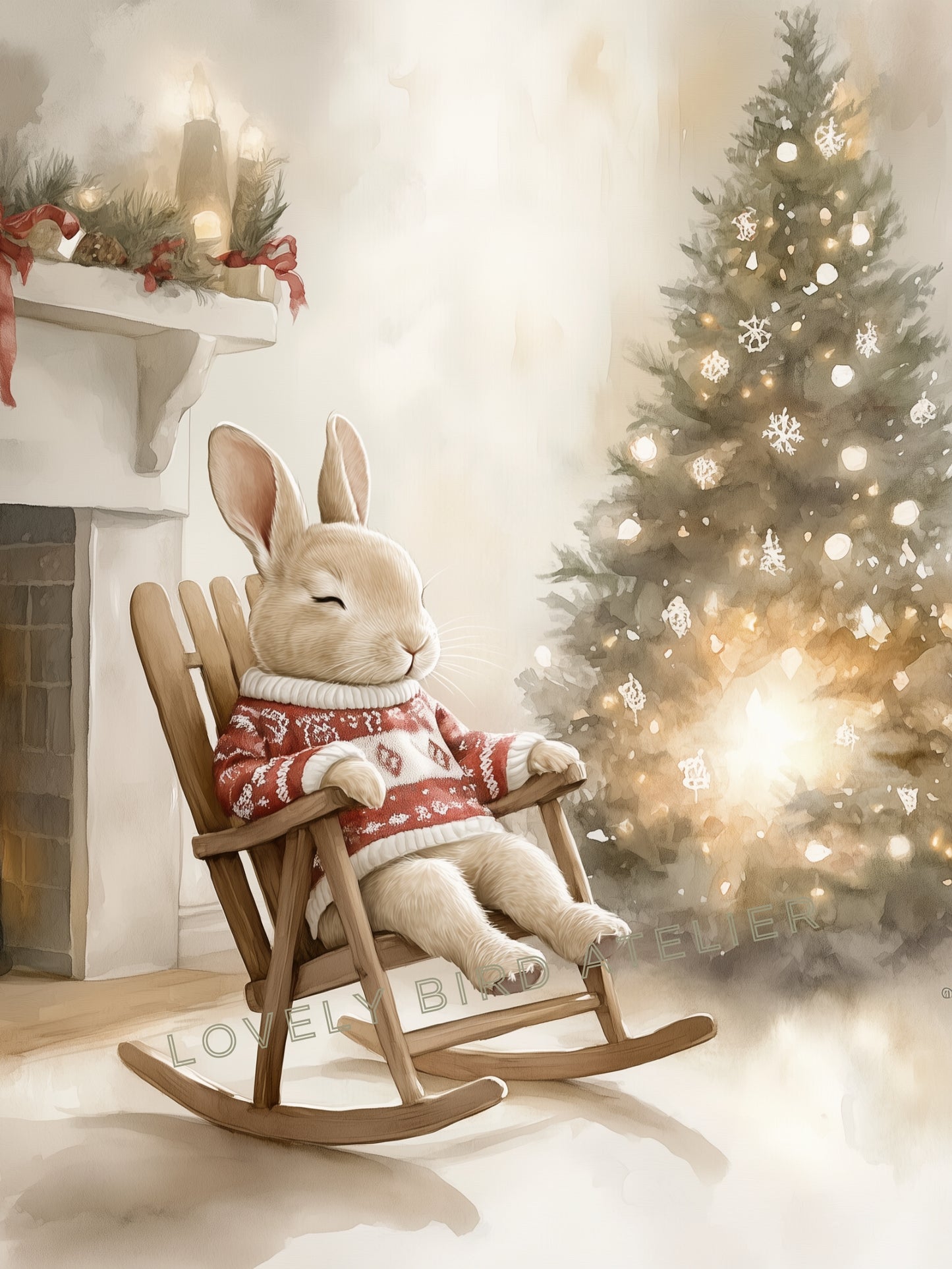 Affiche Lapin & Sapin de Noël