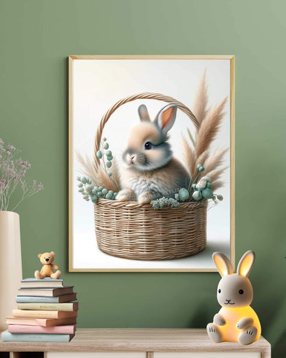 Affiche Lapin & Panier Osier