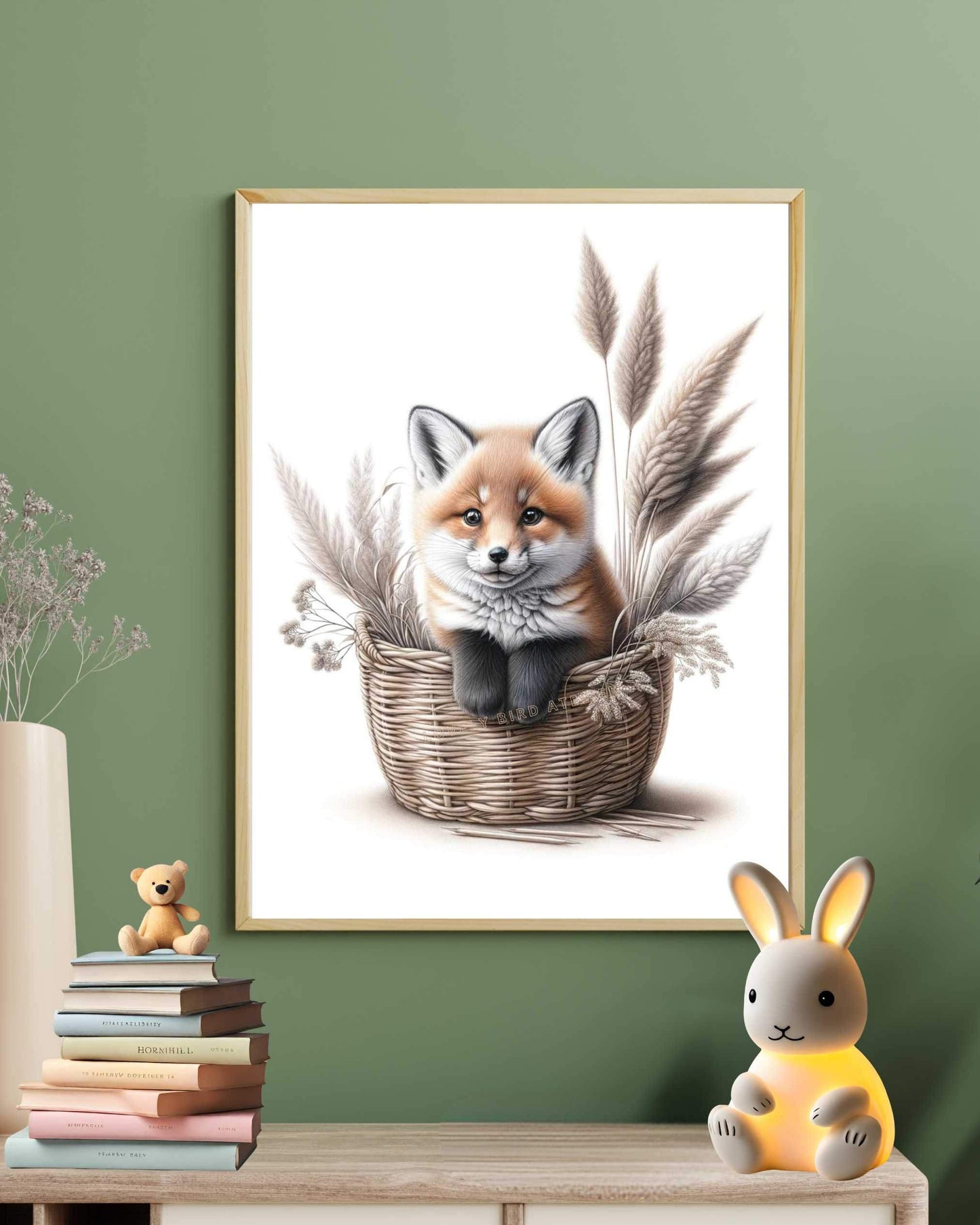 Affiche Renard & Panier Fleuri