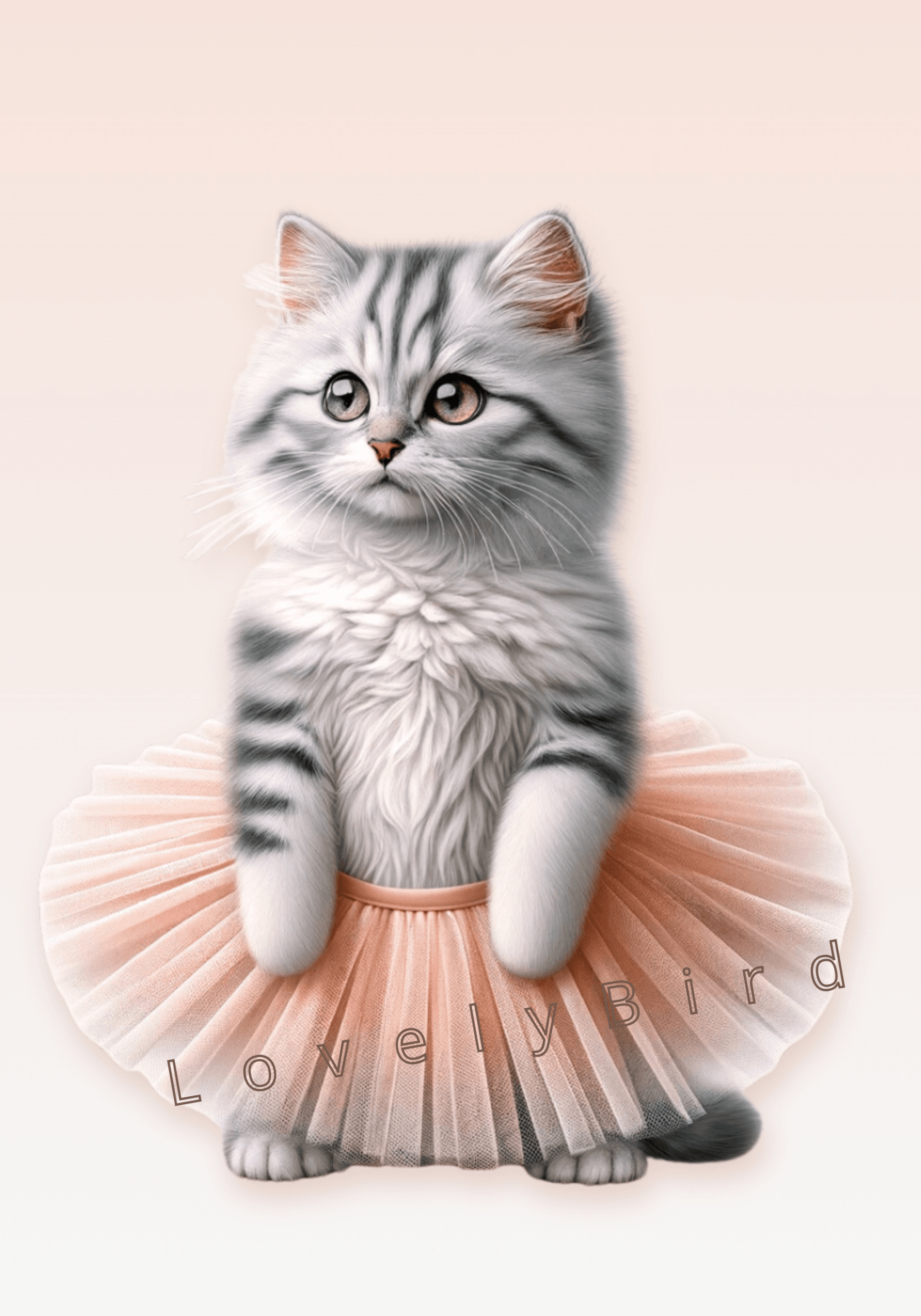 Chaton en Tutu Gris