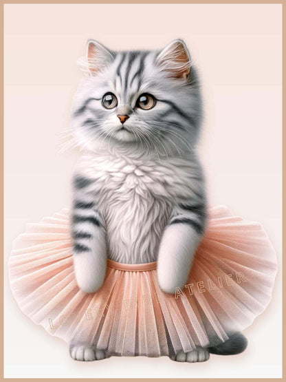 Chaton en Tutu Gris