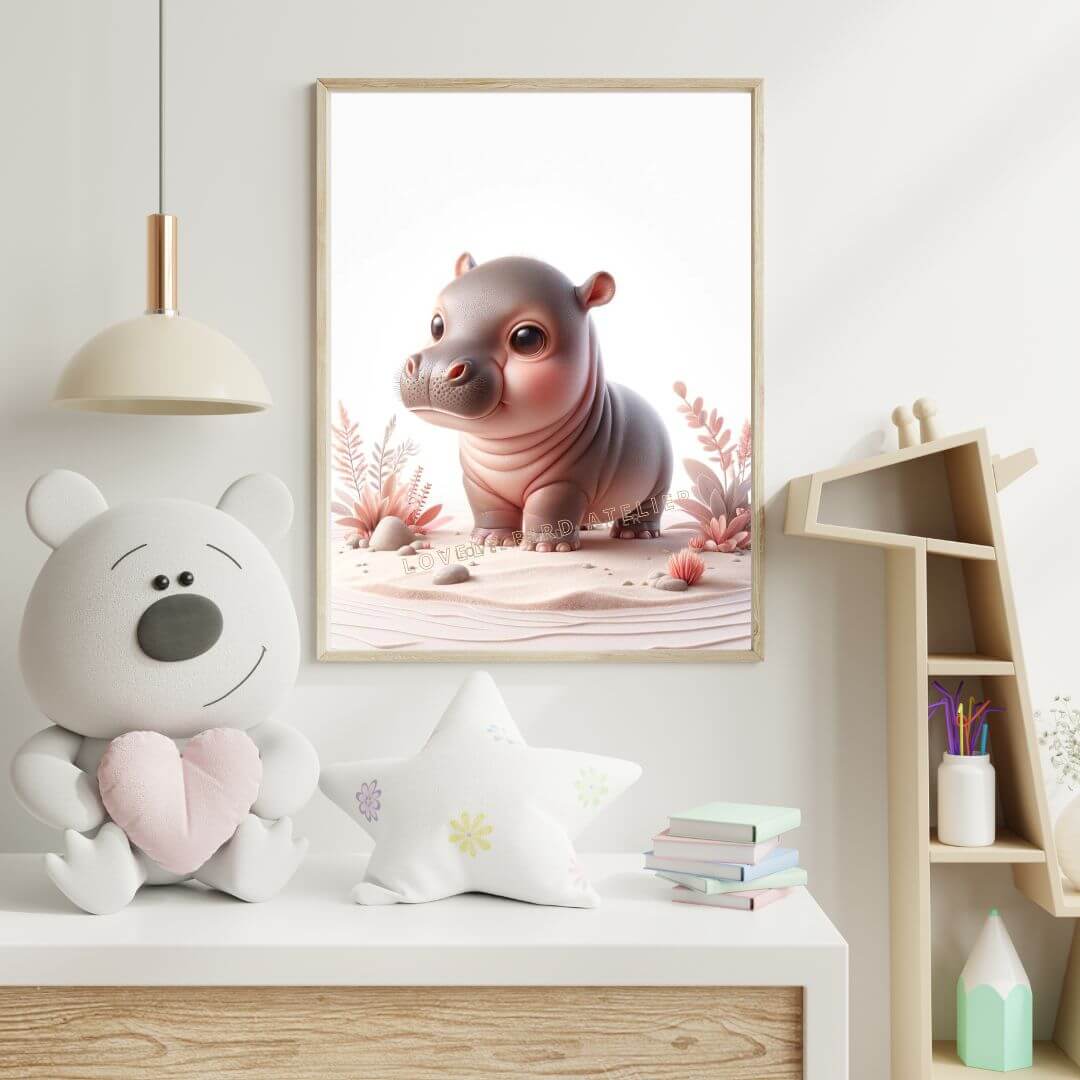 Affiche Bébé Hippopotame