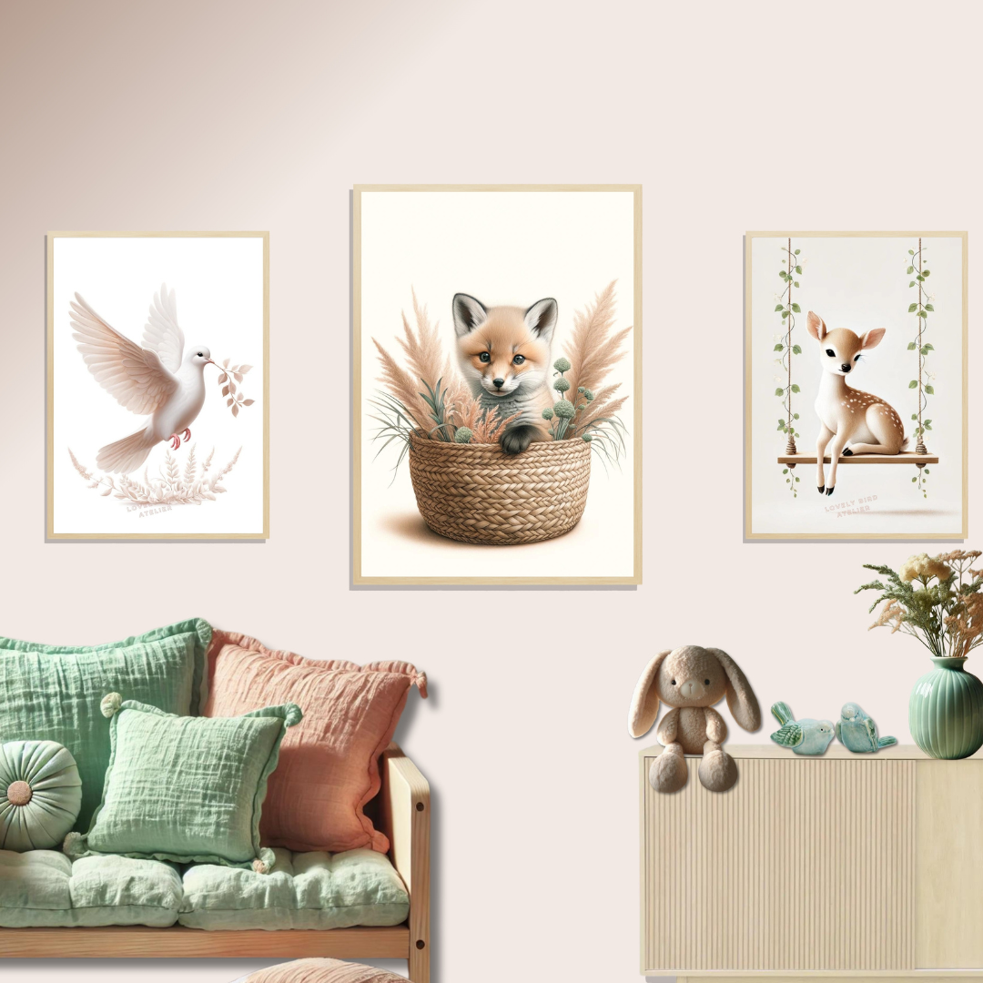 Tableau Petit Renard & Panier Fleuri