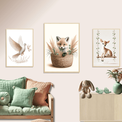 Tableau Petit Renard & Panier Fleuri