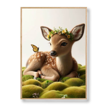 Tableau Biche & Papillon Jaune