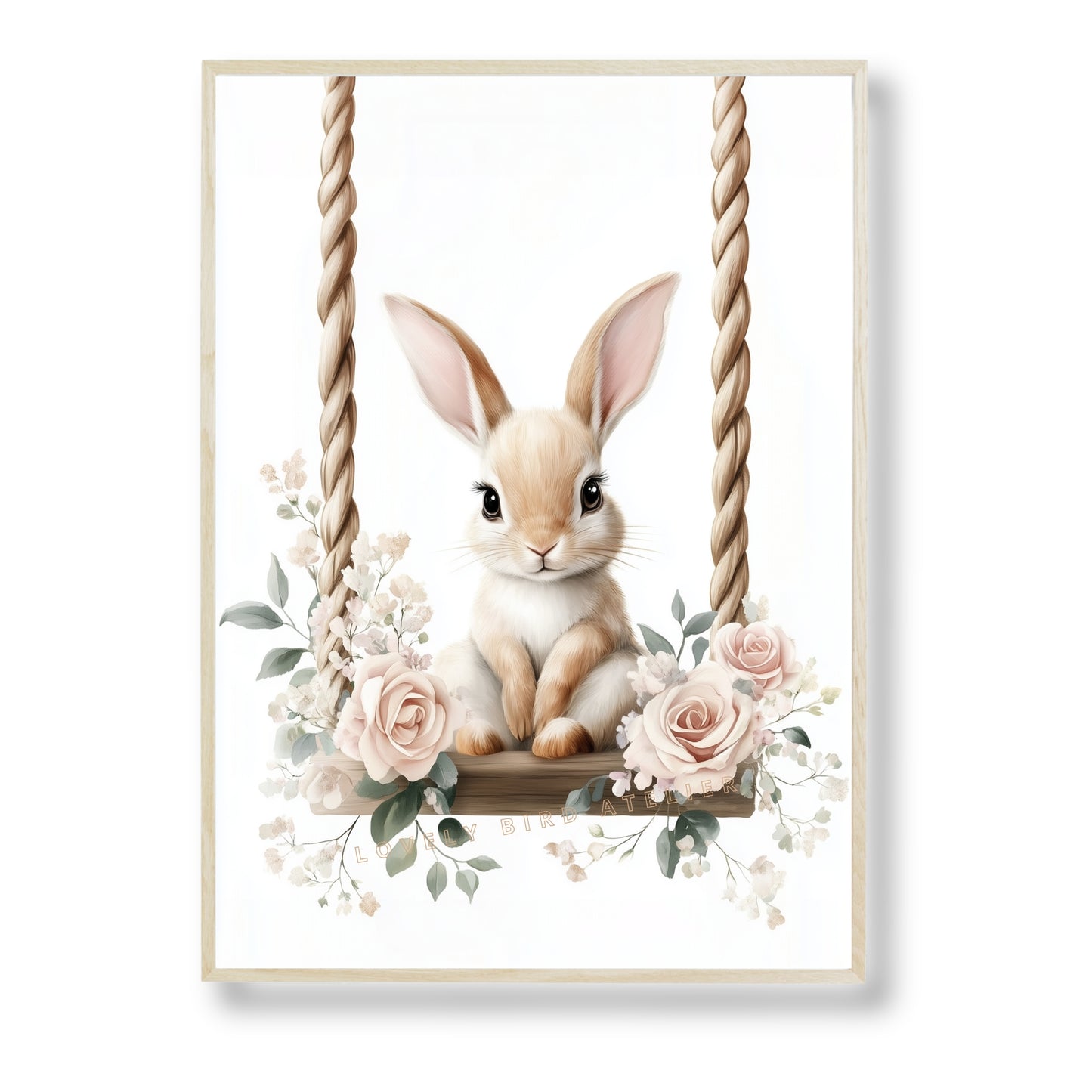 Affiche Lapin & Balancelle Fleurie