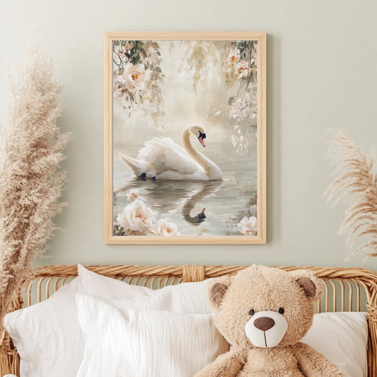 Affiche Cygne & Jolies Fleurs