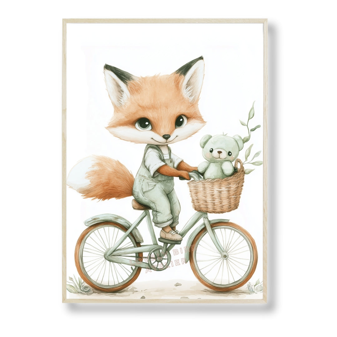 Affiche  Petit Renard & Bicyclette