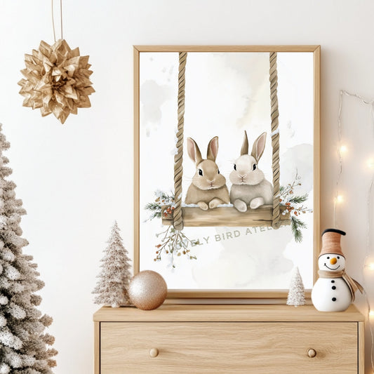 🎁 Affiche Lapins & Balançoire Hivernale (100% off)