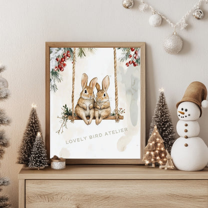 Affiche Lapins & Balançoire de Noël