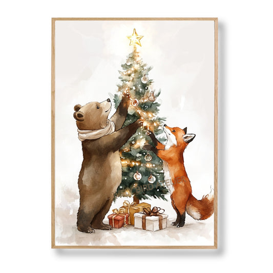 Affiche  Renard & Ours - Décor de Noël