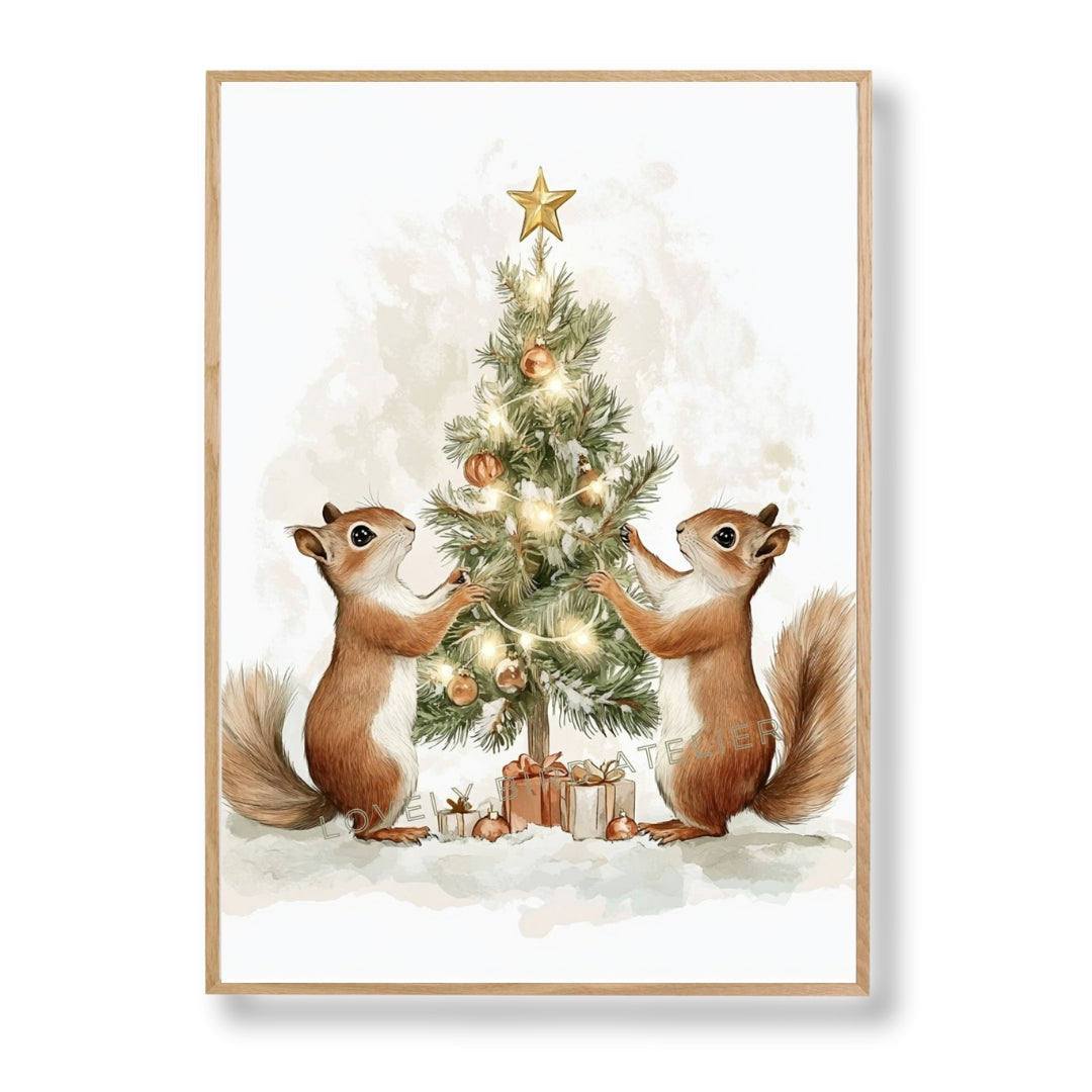 🎁 Affiche Ecureuils & Décor Noël (100% off)