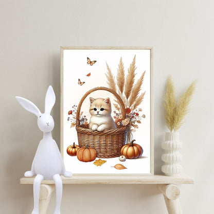 Affiche Chaton & Automne