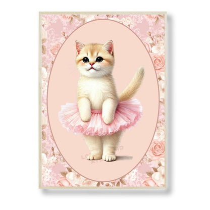 Affiche Chaton Danseuse & Fleurs