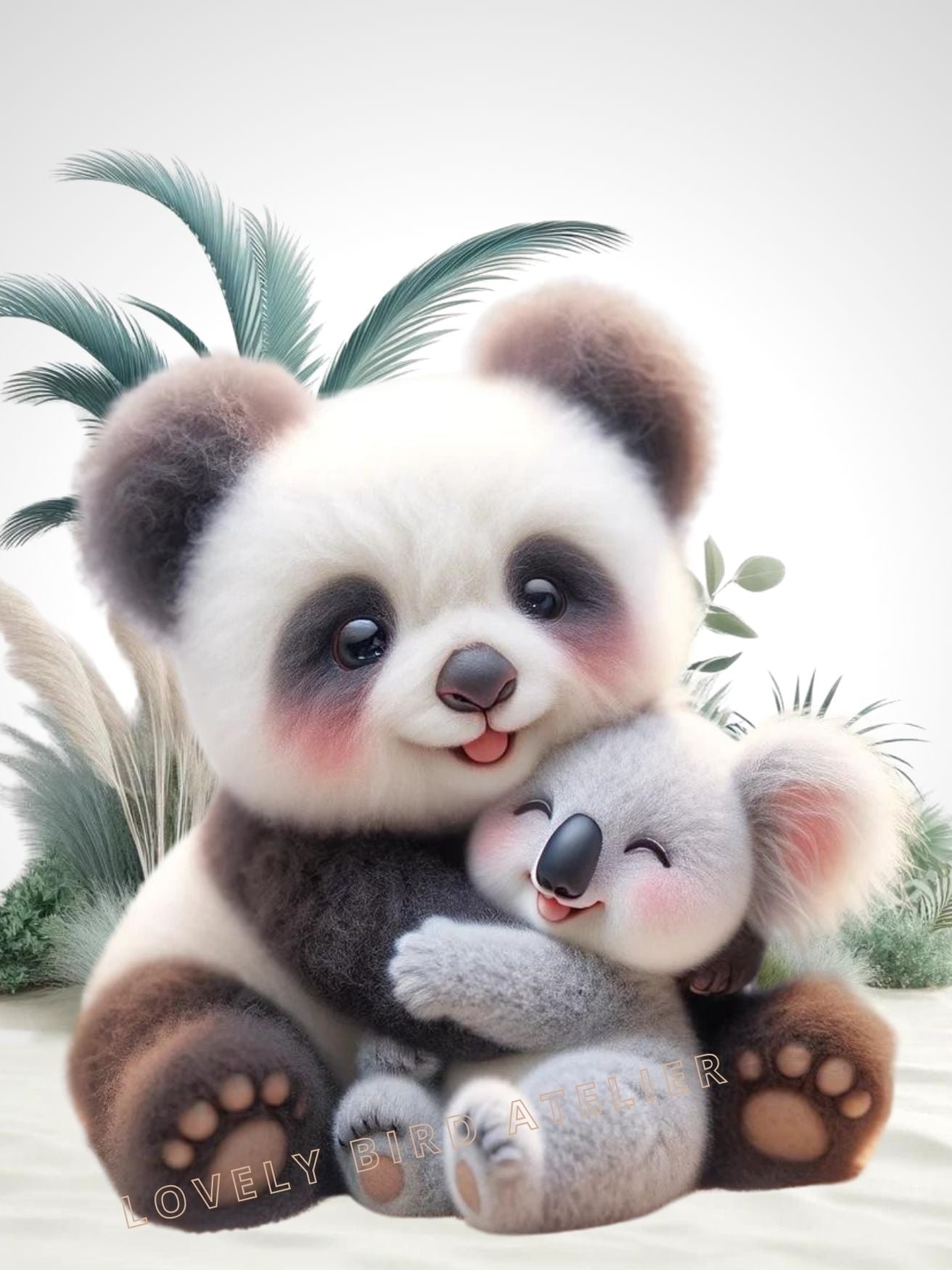 Affiche Koala & Panda Câlin