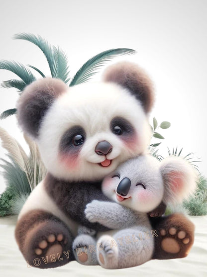 Affiche Koala & Panda Câlin