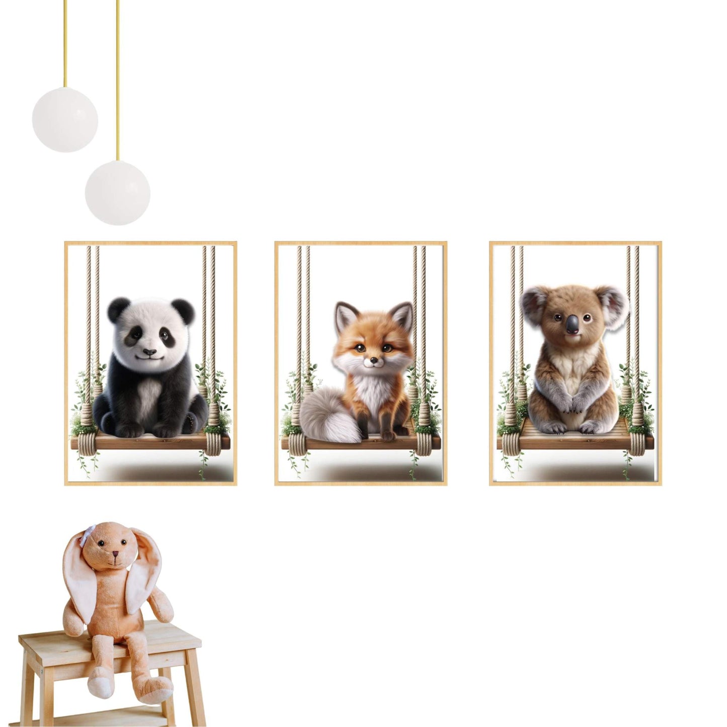 Tableau Bébé Panda & Balançoire