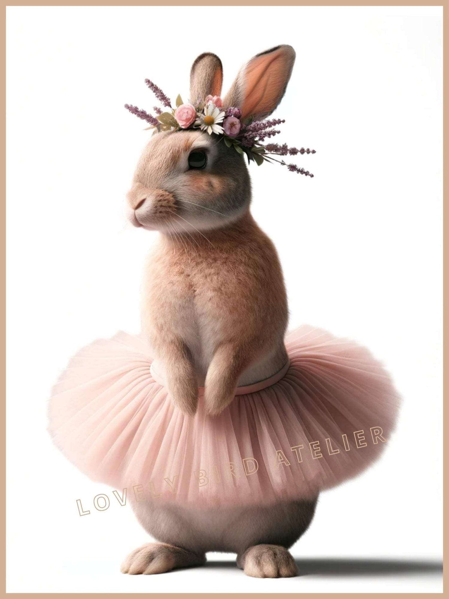 Tableau Lapin Danseuse Rose