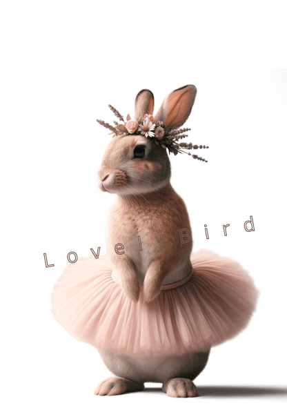 Tableau Lapin Danseuse Rose