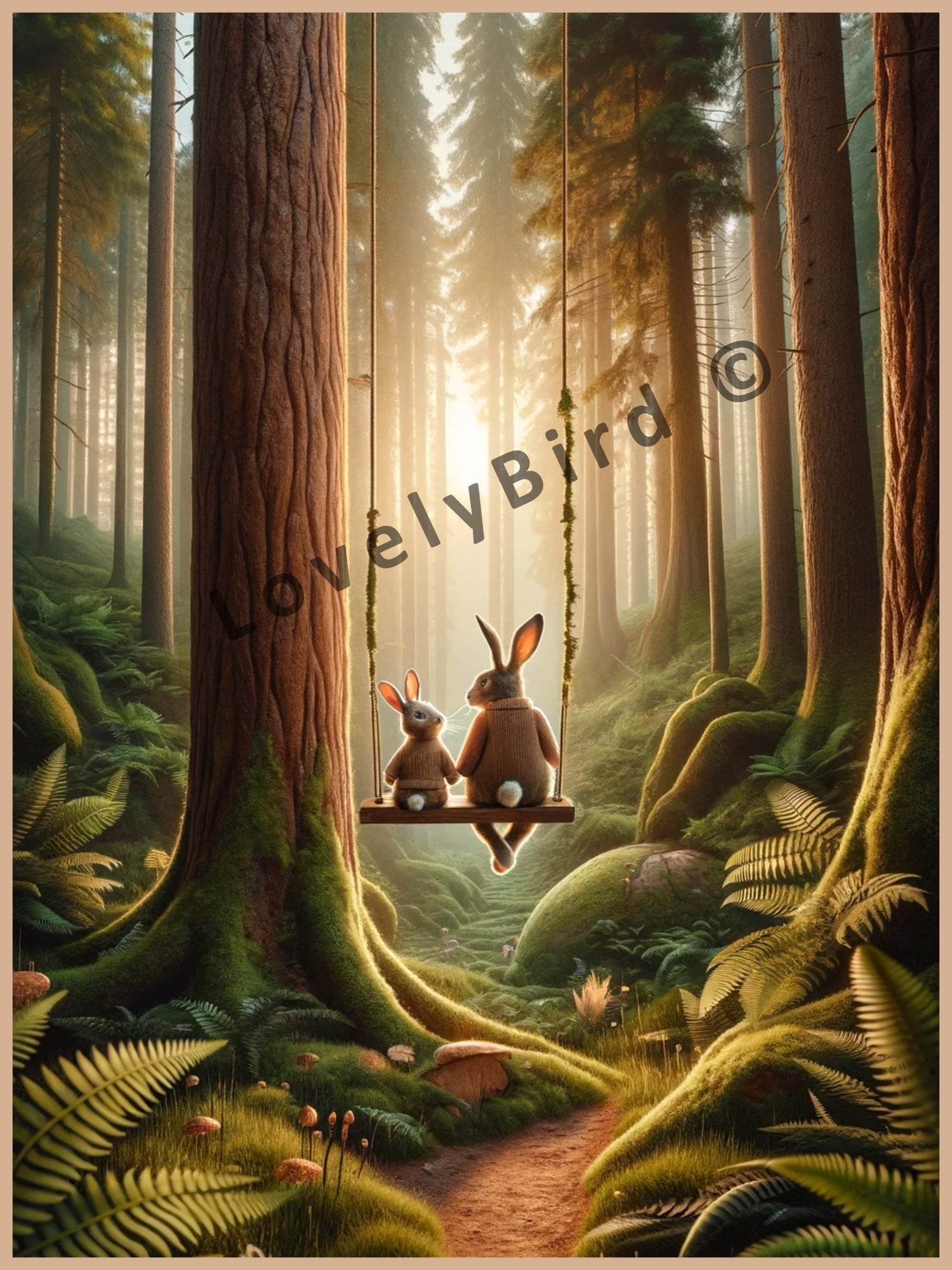 Tableau Lapins Forêt Duo