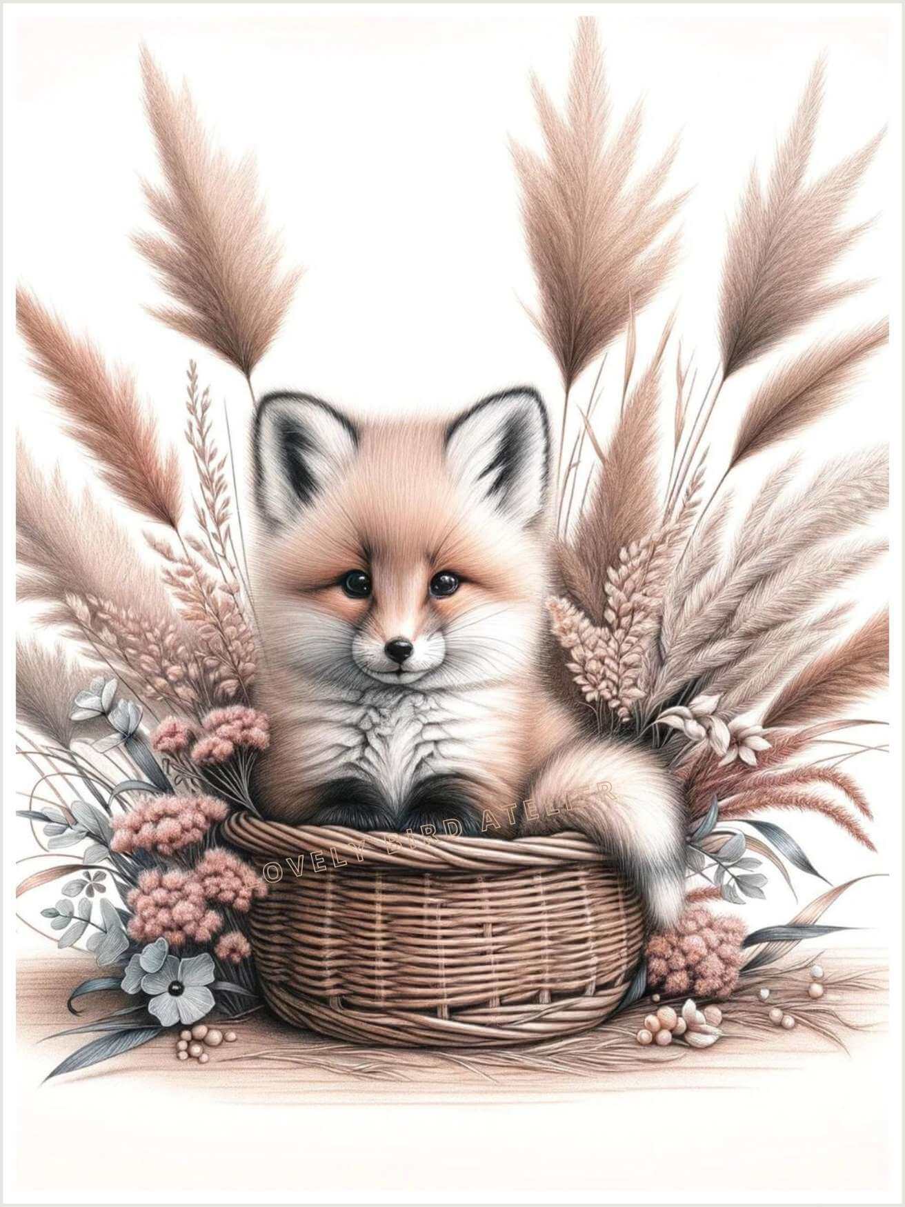 Tableau Petit Renard & Panier