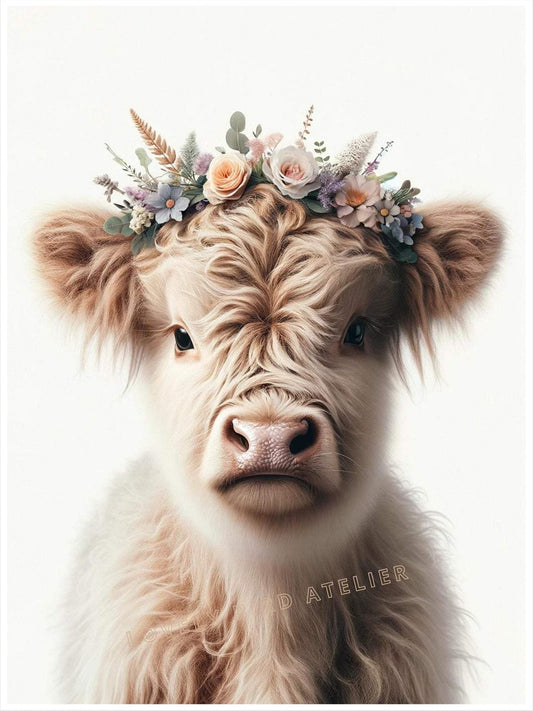 Affiche Vache & Fleurs